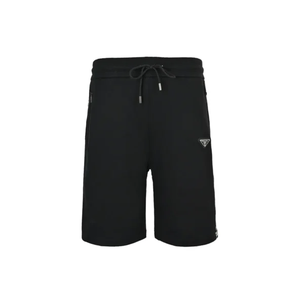 Prada Triangle Logo Plaque Drawstring Black Shorts - Image 2