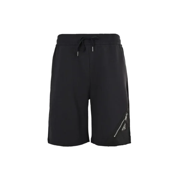 Prada Triangle Logo Diagonal Zip Pocket Drawstring Black Shorts - Image 2