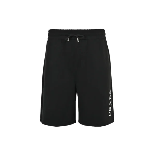 Prada Side Logo Print Black Drawstring Shorts - Image 2