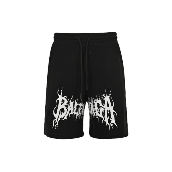 Balenciaga Heavy Metal Graphic Logo Black Drawstring Shorts - Image 2