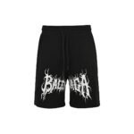 Balenciaga Heavy Metal Graphic Logo Black Drawstring Shorts