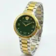 Luxury Versace watch with green dial and two-tone gold and silver band.
