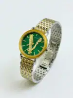 Luxury Versace watch with green dial and gold accents.