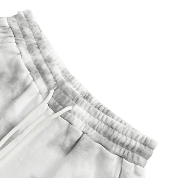 Balenciaga Political Campaign Embroidered Tie-Dye Grey and White Drawstring Sweat Shorts - Image 6