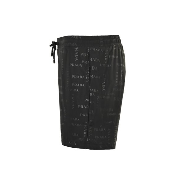 Prada All-Over Logo Print Black Drawstring Shorts - Image 5