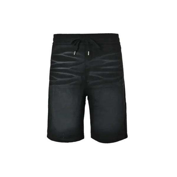 Balenciaga Whiskered Washed Effect Black Cotton Drawstring Sweat Shorts - Image 2