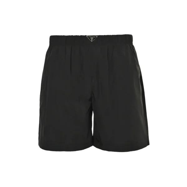 Prada Triangle Logo Plaque Black Re-Nylon Elasticated Waist Shorts - Image 2