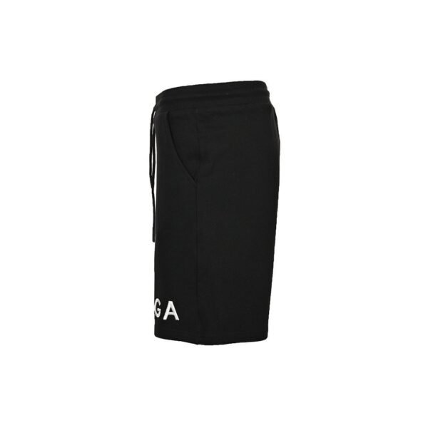 Balenciaga Split Logo Embroidered Black Cotton Drawstring Sweat Shorts - Image 4