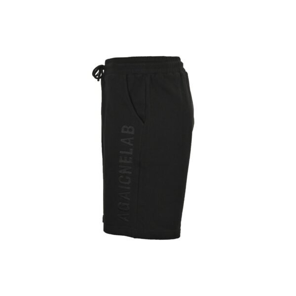 Balenciaga Logo Print Black Drawstring Sweat Shorts - Image 4