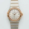 ساعة Omega Constellation بمينا ريشي مرصع بالألماس أوتوماتيك ياباني