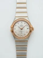 ساعة Omega Constellation بمينا ريشي مرصع بالألماس أوتوماتيك ياباني