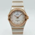 ساعة Omega Constellation بصدف اللؤلؤ ذهبي وردي أوتوماتيك ياباني