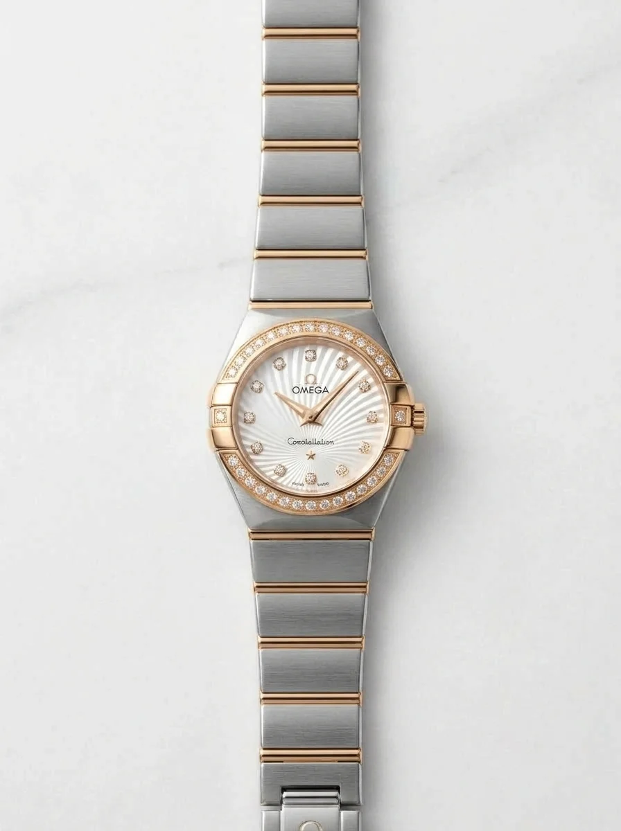 image.png_20260927011643 ساعة Omega Constellation نسائية بلونين مع ألماس – حركة أوتوماتيك يابانية - الصورة 1