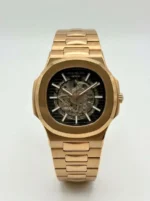 ساعة atek Philippe Nautilus Skeleton أوتوماتيك ذهبي
