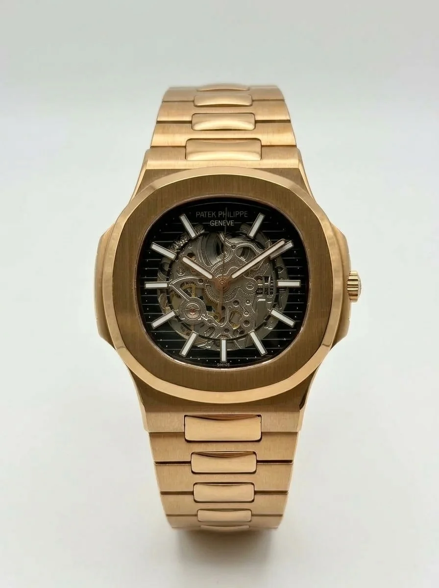 image.png_20260927224241 ساعة atek Philippe Nautilus Skeleton أوتوماتيك ذهبي - الصورة 1