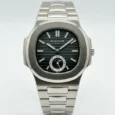 ساعة Patek Philippe Nautilus ستيل بمينا أسود - حركة كوارتز تعمل بالبطارية