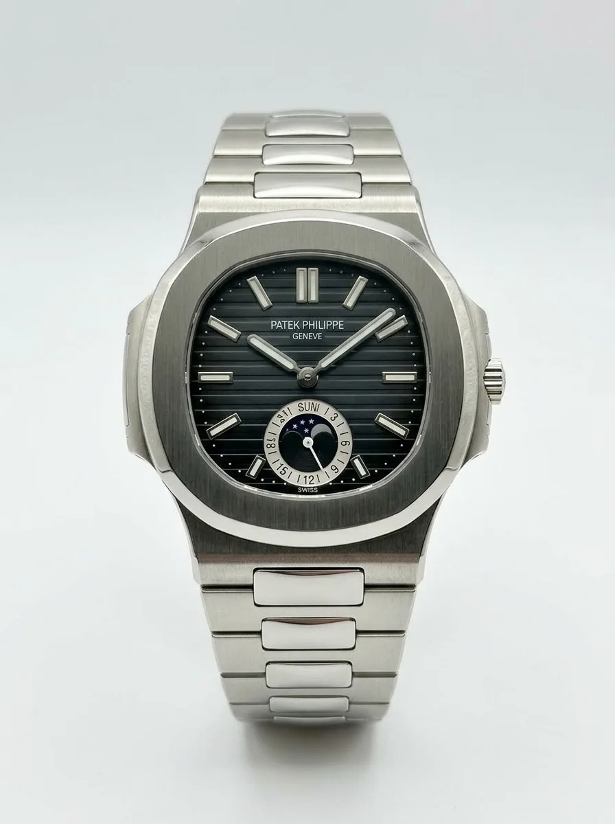 image.png_20260928003057 ساعة Patek Philippe Nautilus ستيل بمينا أسود - حركة كوارتز تعمل بالبطارية - الصورة 1