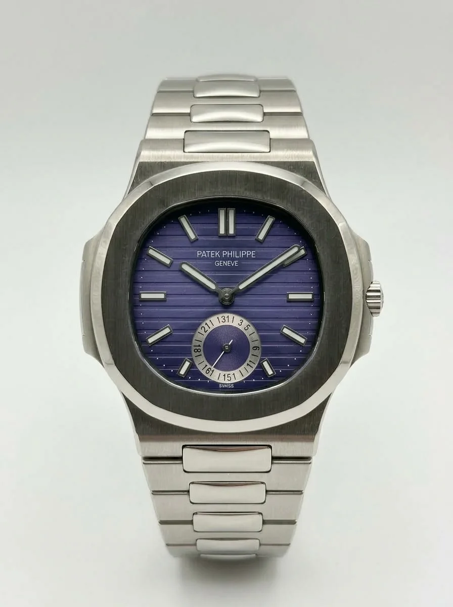 image.png_20260928003359 Patek Philippe Nautilus Purple Steel Quartz Battery Movement Watch - Image 1