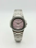 ساعة Patek Philippe Nautilus ستيل وردي بحركة كوارتز تعمل بالبطارية
