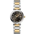 Omega Ladymatic Two Tone Brown Sunburst Dial Diamond Watch
