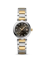 Omega Ladymatic Two Tone Brown Sunburst Dial Diamond Watch