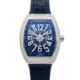 Franck Muller Vanguard Yachting Blue Dial Diamond Zircon Bezel Watch