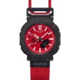 Casio Pro Trek Outdoor Red Dial Black Case Cord Accent Analog-Digital Battery Watch
