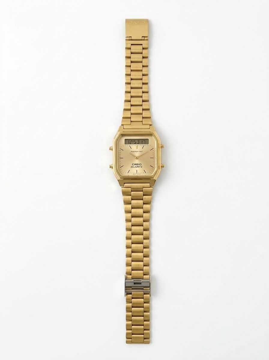 Isolate_gold-toned_watch_20261009005030 Casio Gold Vintage Quartz Dual Display Waterproof Watch - Image 1