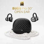 سماعات الأذن اللاسلكية JBL Buds Pro 50 ذات التصميم المفتوح – صوت عالي الدقة، وعمر بطارية يصل إلى 26 ساعة، واتصال متعدد النقاط مع علبة شحن فاخرة – إصدار Rep