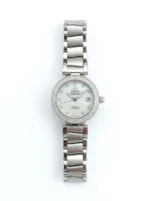 Omega Ladymatic Steel Diamond Bezel Mother of Pearl Watch