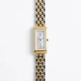 Saint Laurent Rectangular Mother of Pearl Two Tone Watch