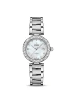 Omega Ladymatic Diamond Bezel Mother of Pearl Steel Watch