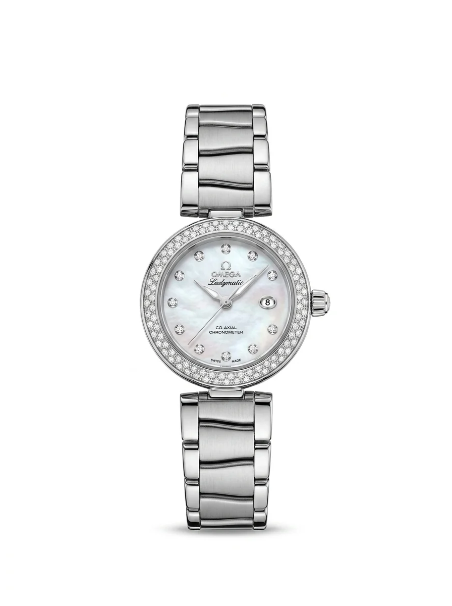 image.png_20261008031344 Omega Ladymatic Diamond Bezel Mother of Pearl Steel Watch - Image 1