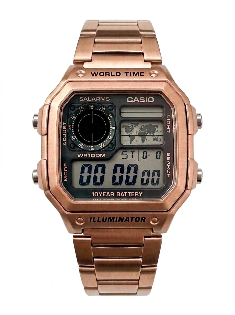 image.png_20261020011629.jpg_20261020011919 Casio World Time Illuminator Rose Gold Digital Waterproof Watch - Image 1
