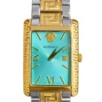 Versace Two-Tone Turquoise Dial Quartz Rectangular Men's Watch