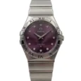 Omega Constellation Purple Plum Dial Diamond Marker Quartz Women's Watch