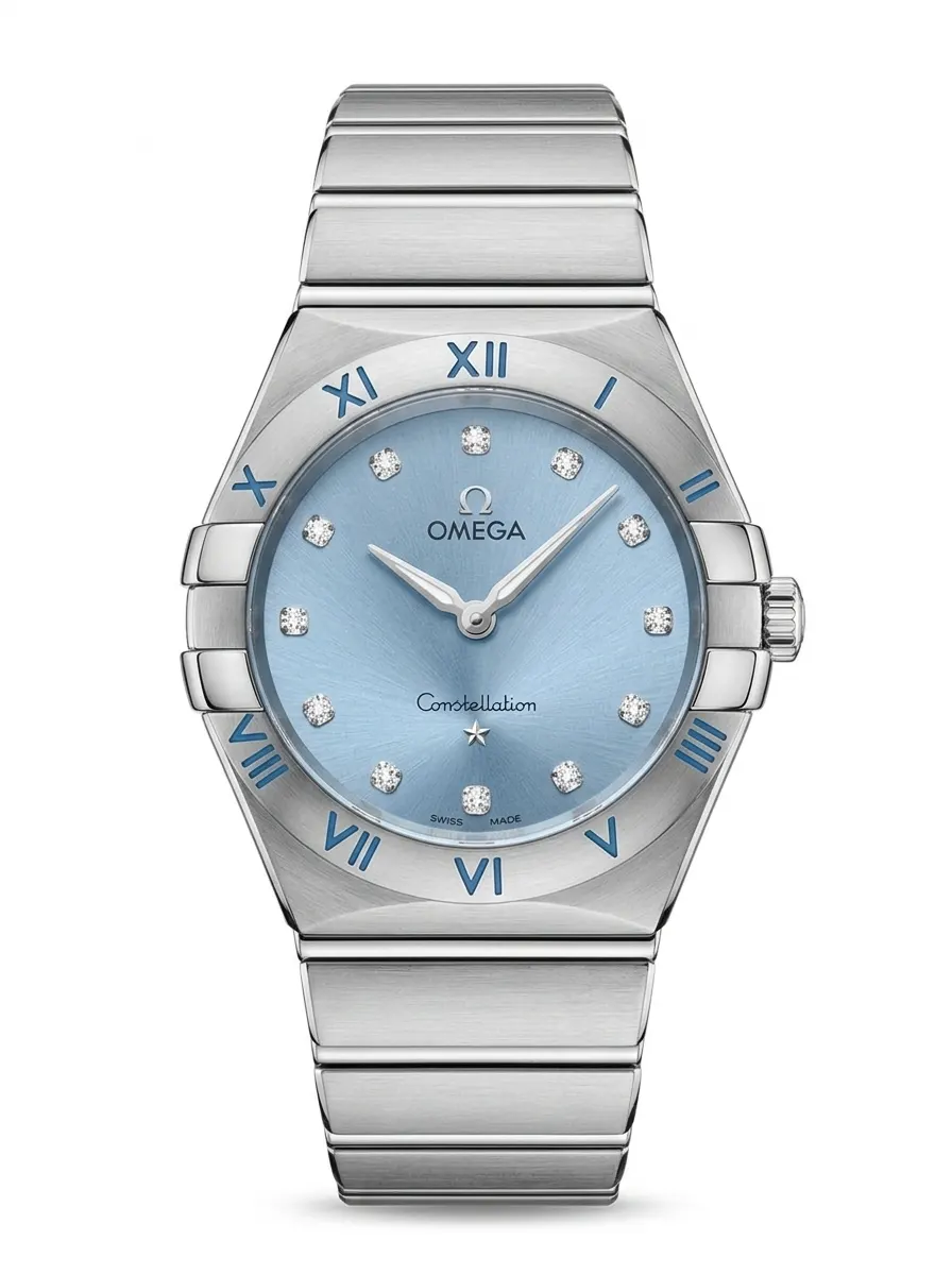 image.png_20261020024522 Omega Constellation Ice Blue Dial Diamond Marker Quartz Women's Watch - Image 1