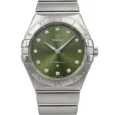 Omega Constellation Matcha Olive Green Dial Diamond Marker Quartz Women's Watch